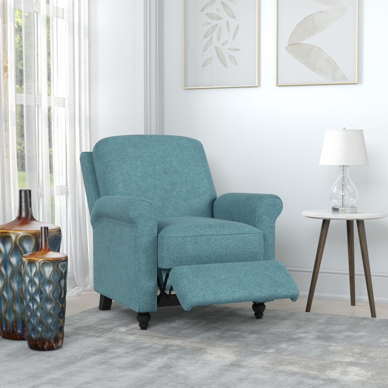 Leni Upholstered Recliner, Caribbean Blue Chenille