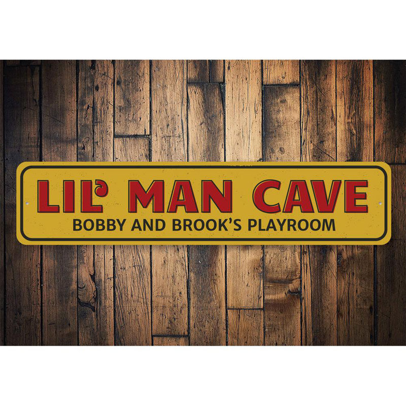 Plaque en aluminium Lil Man Cave, H 4 po x l 18 po x P 0,04 po