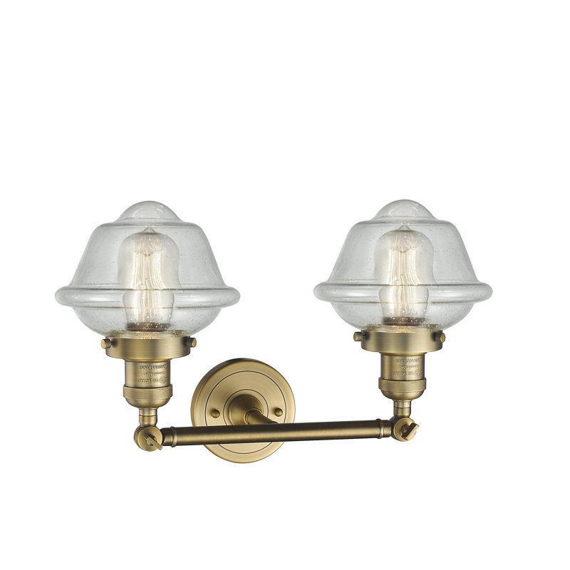 Gebhart 2 - Light Dimmable Vanity Light, 6 Watt Vinage LED Bulb, Seedy, Brushed Brass