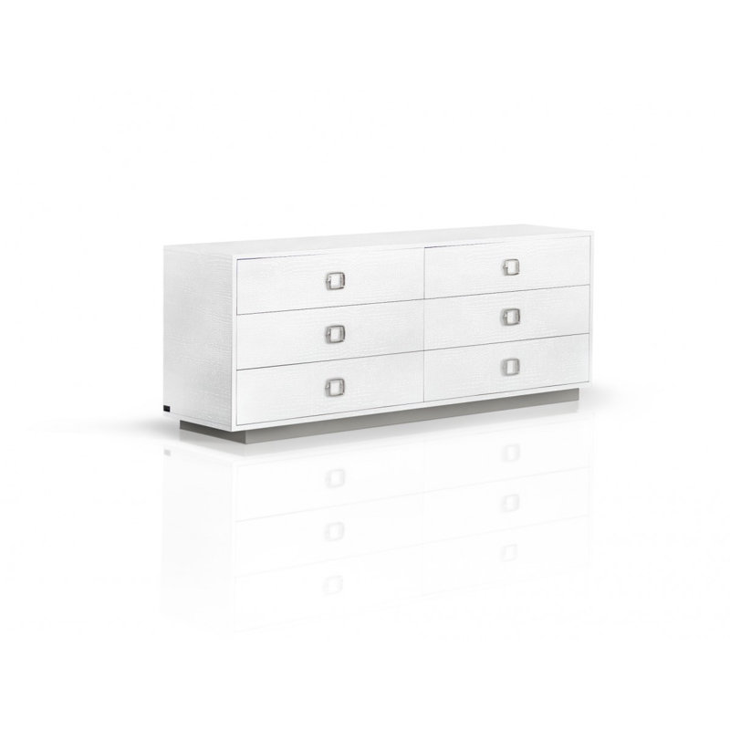 Commode double 6 tiroirs l 63 po, Blanc