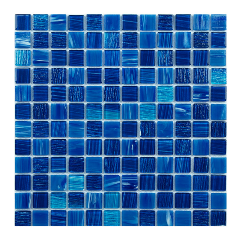 Carreau de mosaïque en verre texturé à bord droit de qualité supérieure de 0,9 po x 0,9 po, Mer Arctique