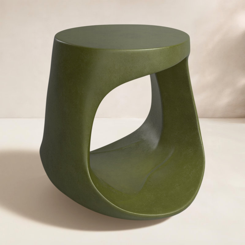Trae Concrete Outdoor Bar Stool, Green