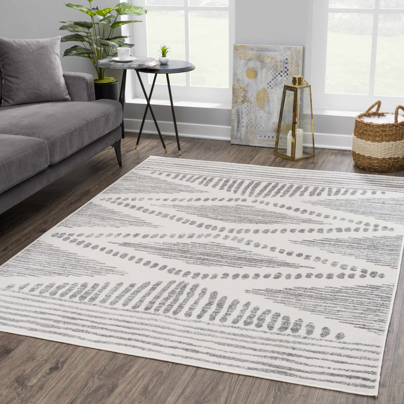 Dounia Modern Performance Gray Area Rug, Rectangle 6'7" x 9'
