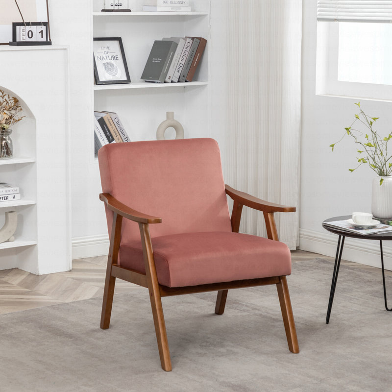 Fauteuil l 26,37 po Jamesina, Velours rose