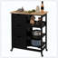 Chariot roulant pour îlot de cuisine, chariot de service de bar, chariot compact sur roulettes avec plateau en bois, tablettes et tiroirs pour la salle à manger