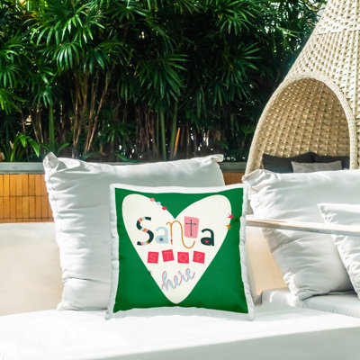 Coussin d'extérieur Santa Stop Here Heart Design par Sazerelli Designs