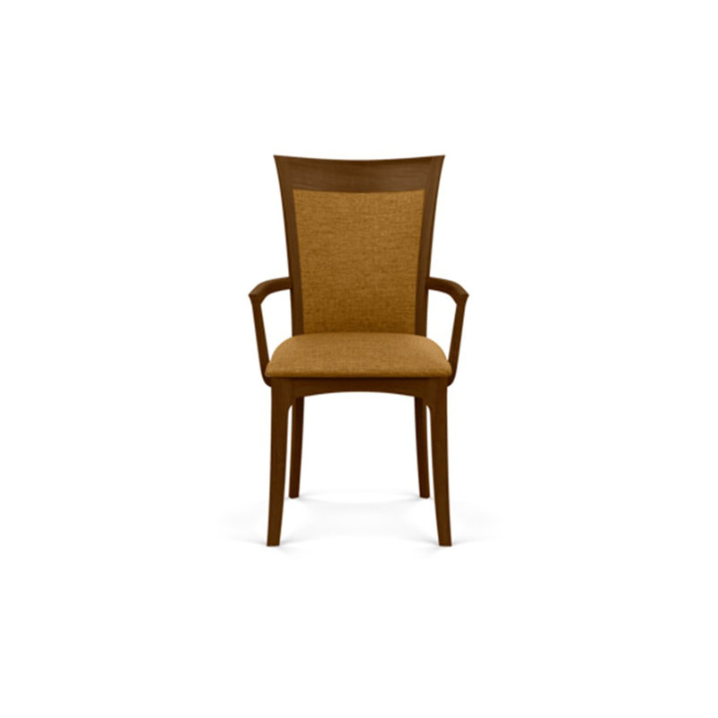Morgan Upholstered Arm Chair, Natural Walnut, Microseude Onyx