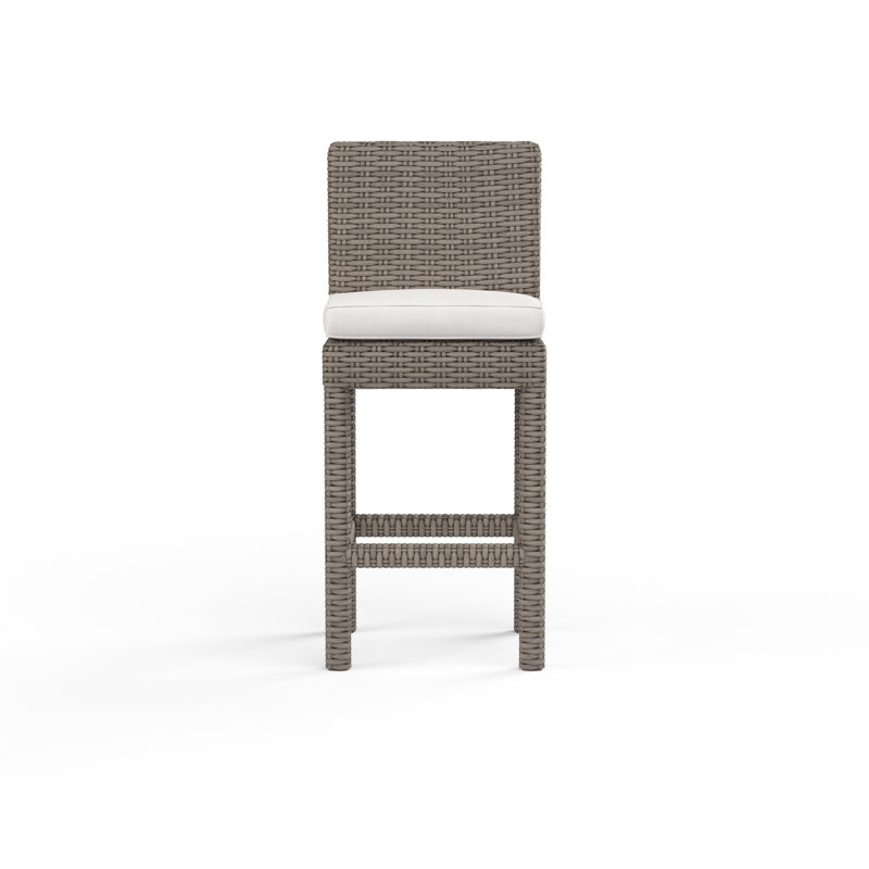 Tabouret avec coussin Nassau, Marron foncé, Tabouret de bar (siège d'une hauteur de 30 po), Toile Sunbrella® naturelle