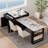 82.7" Kitchen Island with Extendable Dining Table for 4-6 People, Faux Marble Top, Double-Sized Storage, Power Outlet-515085330