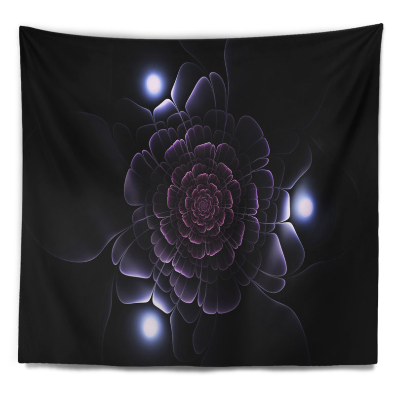 Mauve fleur fractale sur une tapisserie foncée, H 32 po x l 39 po