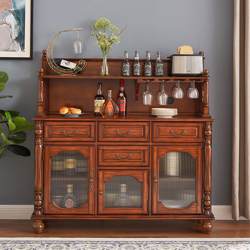 Deep-cherry Solid Wood Sideboard, Deep Cherry, 55.51" H x 47.24" W x 15.35" D