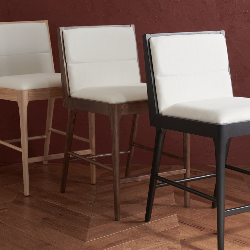 Preston 22.7" Linen Counter Stool, Black