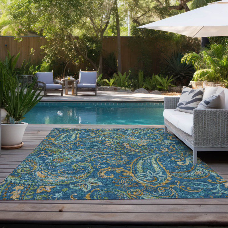 Kinslee Flatweave Washable Paisley Indoor / Outdoor Rug, Rectangle 2'6" x 3'10"