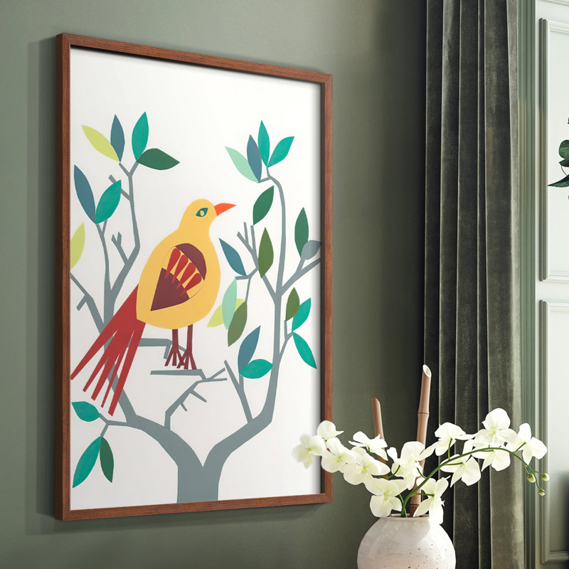 Whitty Bird III Framed Print - Solid Wood, Brown, 28" H x 22" W