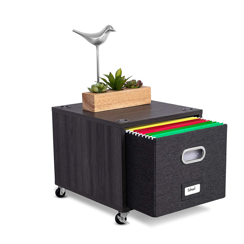 14.25'' Wide Mobile File Cabinet, Black