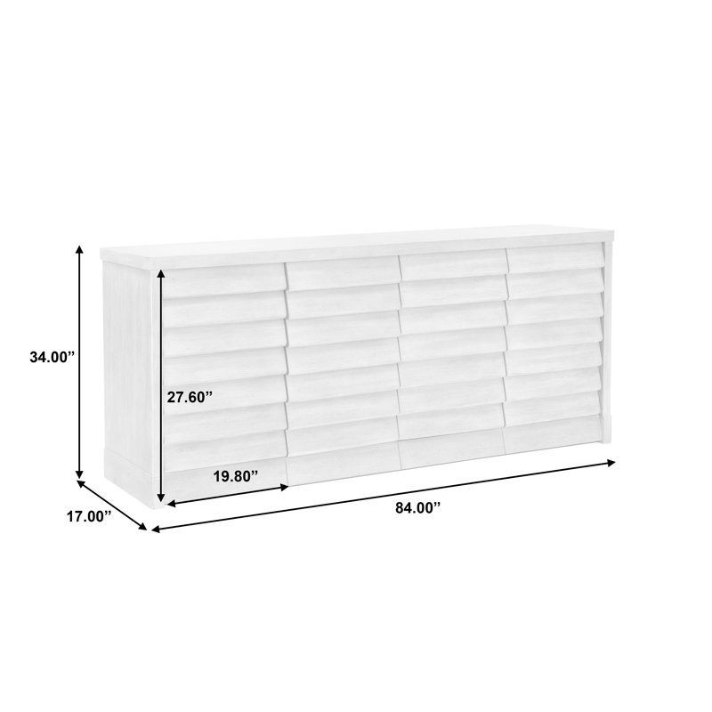 Light Natural Coastal 4-Door Credenza with Adjustable Shelves