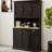 71" Kitchen Pantry Storage Cabinet With Adjustable Shelves, 6 Doors For Microwave Oven - 1 Drawer Black Durability Freestanding Microwave,-904305001
