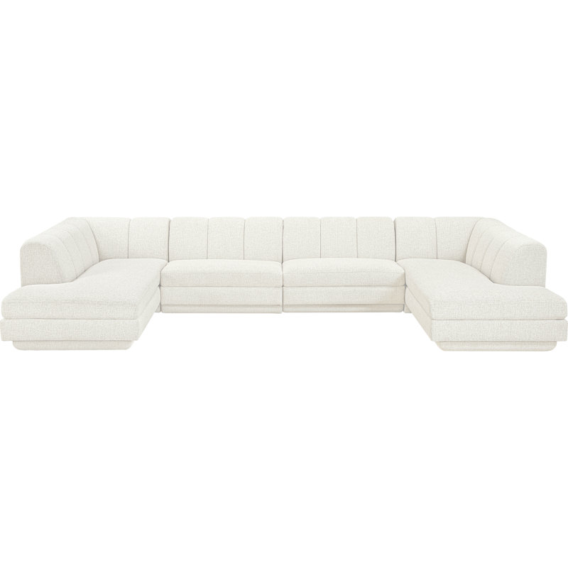 Tissu rembourré 4 pièces Landis Canapé modulaire modulaire, Tissu crème
