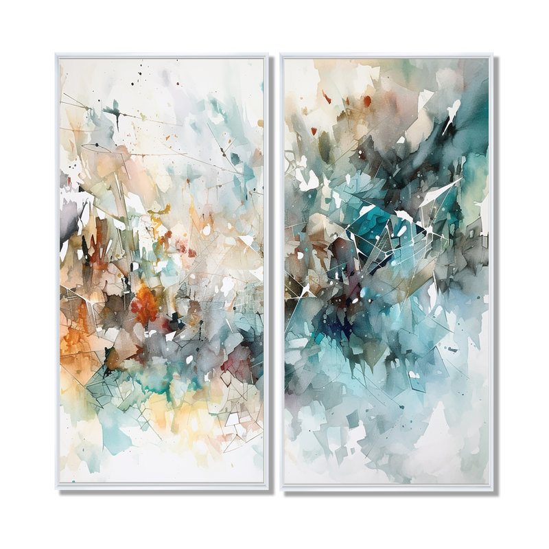 «Vibrant Paint Eruption V», art mural moderne sur toile, 40" H x 40" W, Impression encadrée flottante, White
