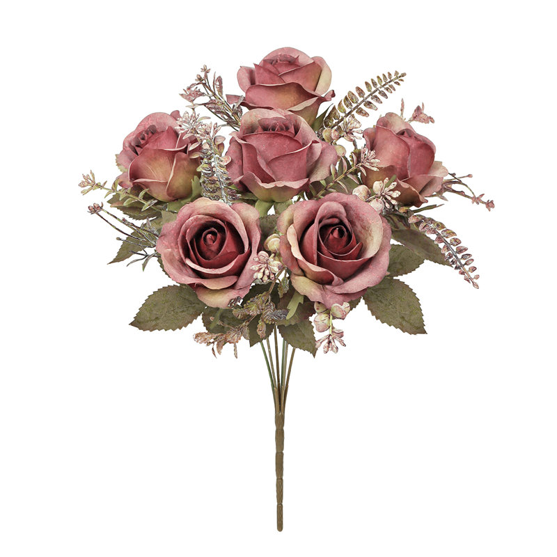 Bouquet de roses artificielles, Bourgogne cendré