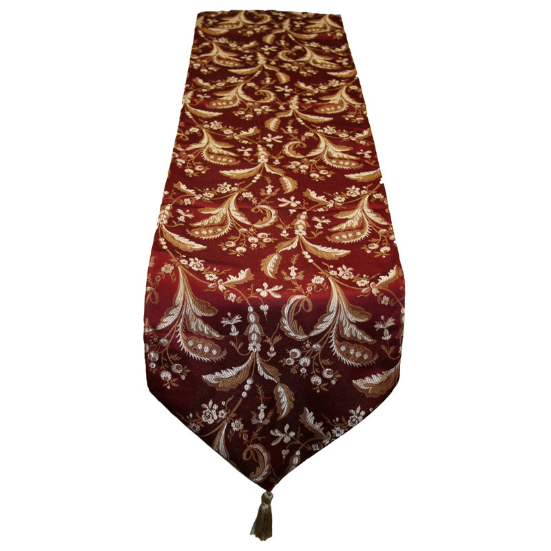 Rockport Floral Table Runner, Beige, 90" W x 13" L