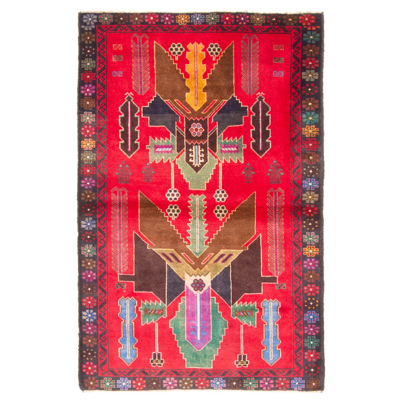 Tapis rouge Teimani 2 pi 11 po x 4 pi 9 po