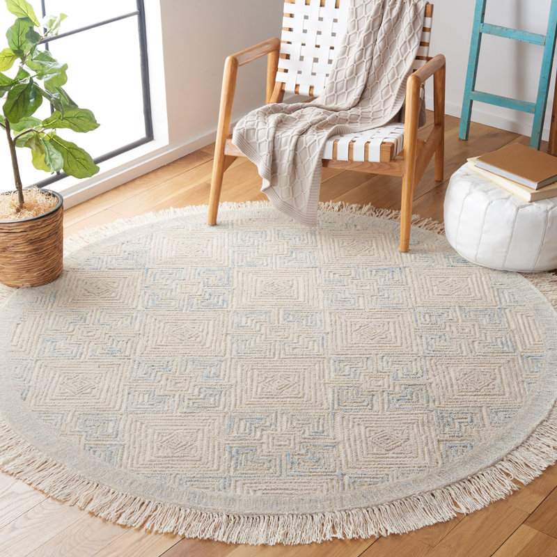 Hillenbrand 802 Area Rug In Ivory / Grey, Round 6'