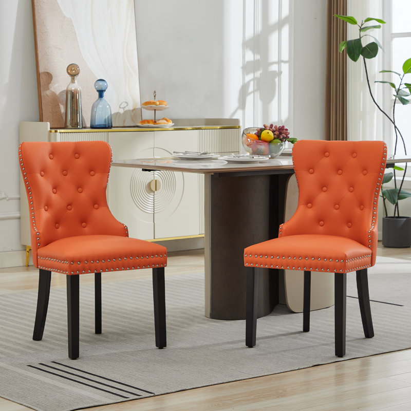 Chaises de salle à manger en polyuréthane avec anneau de traction, Orange