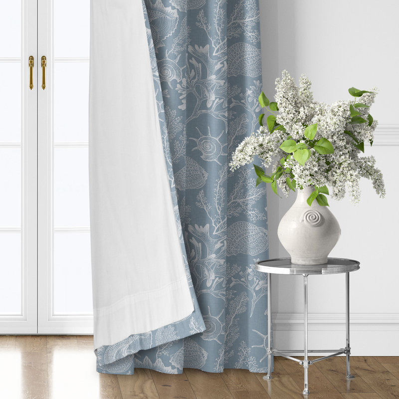 Shellabrate Cornflower Cotton Grommet Top Drapery Panel Set of 2, 50" W  x 108" L