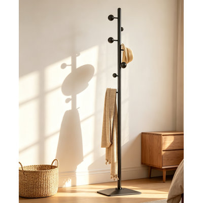 Metal Coat Rack 7 Hooks Heavy Base for Entryway