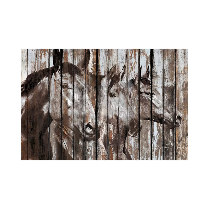 Three Horses by Diego Tirigall - Wrapped Canvas Gallery-Wrapped Canvas Giclée, 46cm H x 66cm W