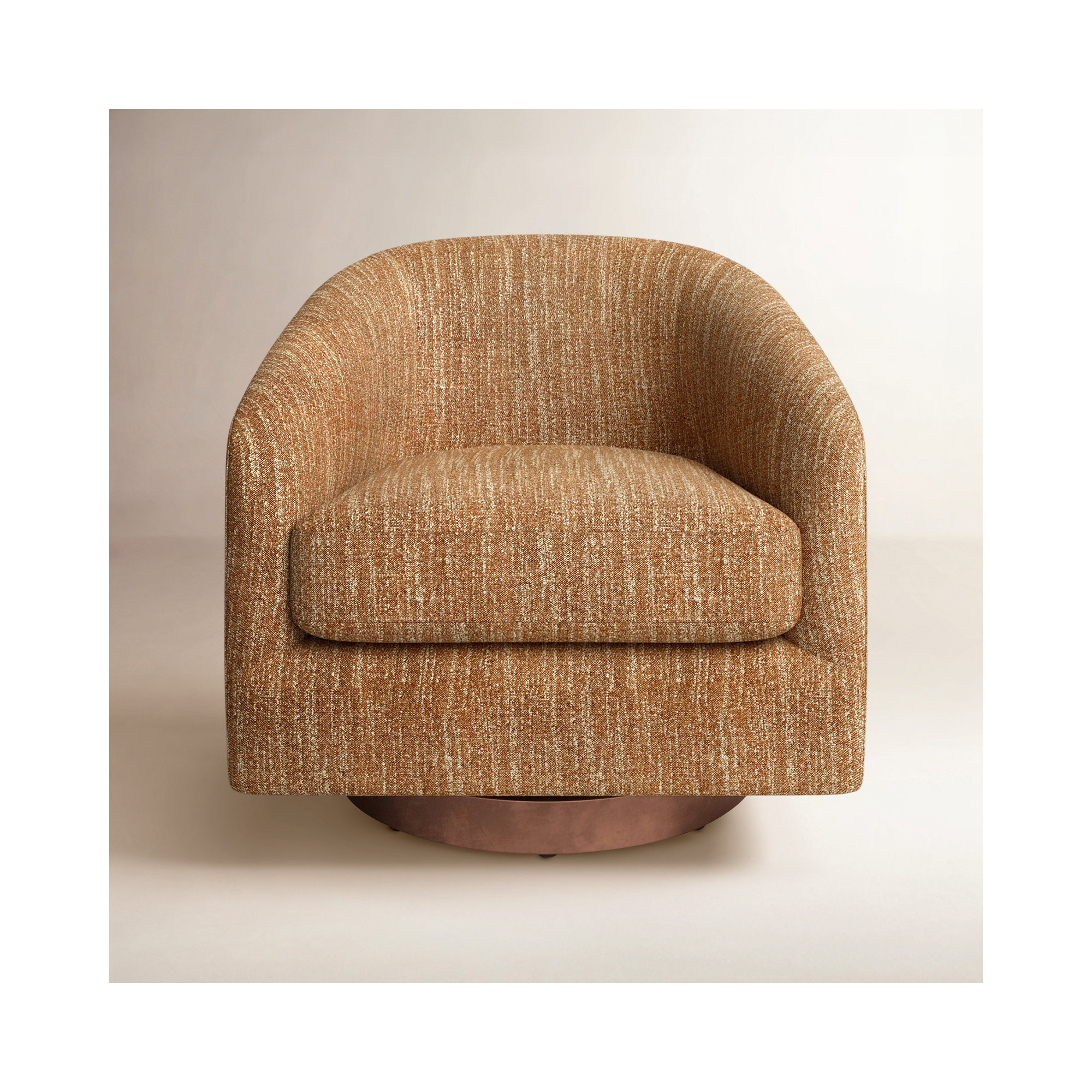 Bennett Upholstered Swivel Barrel Chair, Mellow Mustard Boucle