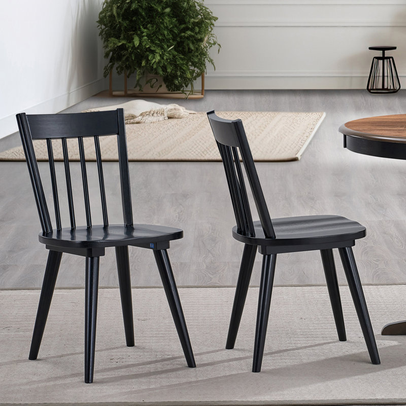 Driana 17.5" Wide Country Farmhouse Slat Back Wood Modern Dining Chairs