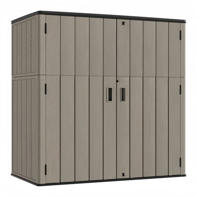 Armoire de rangement verticale en résine à deux portes avec plancher Decksplore 420 gallons