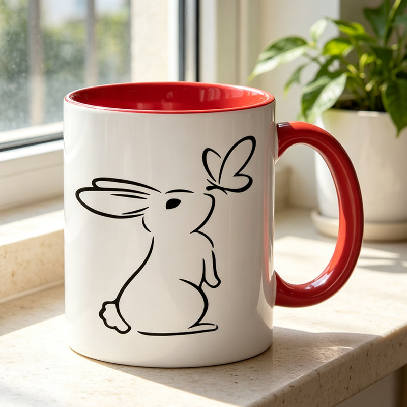 1pc Cute Rabbit Ceramic Coffee Mug Coffee Cup Tea Mug Halloween Gift for Reading great for reading sessions can hold Tea Milk.