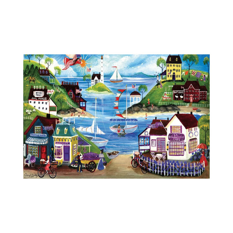 Impression d’art graphique, "lavande bord de mer" par Cheryl Bartley, H 32 po x l 48 po x 1,5 po, Toile tendue, Pas de tapis