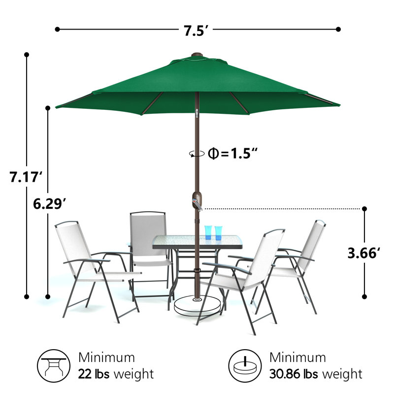 Shadan 90'' Tilt Market Umbrella, Green