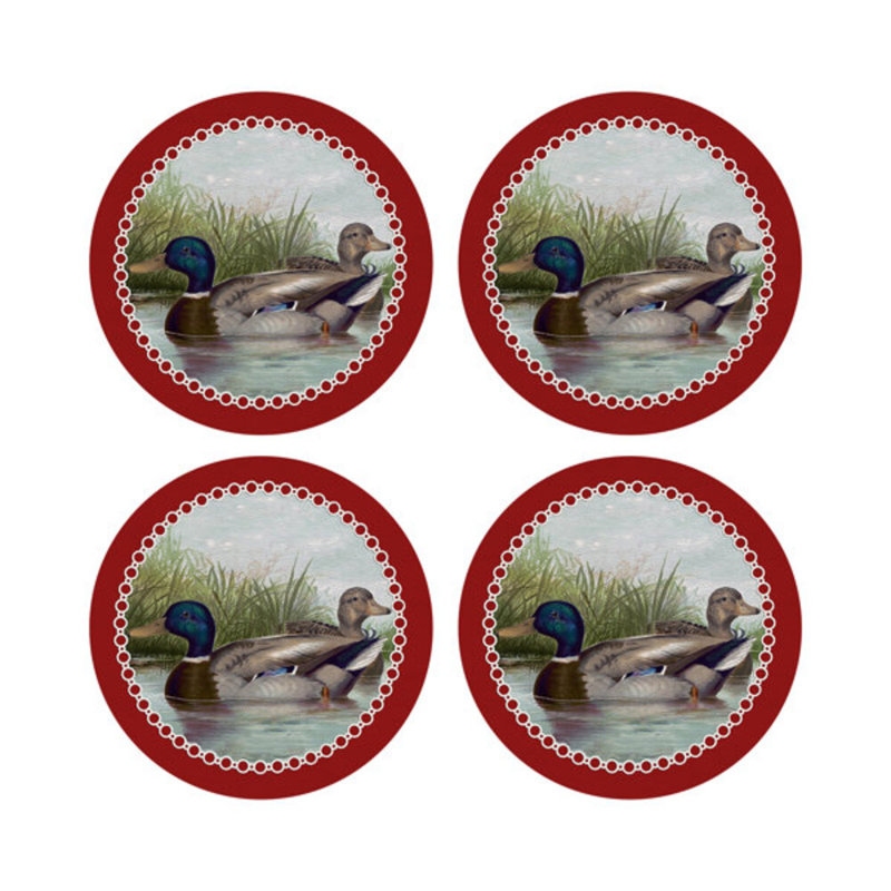 Sous-verres ronds en cuir Vegan, Rouge