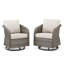 Ensemble de 2 chaises à bascule pivotantes d'extérieur en osier de patio avec coussins beige