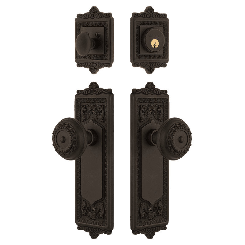 Nostalgic Warehouse Egg & Dart Entry Set with Meadows Knob, 2.375, Oil-Rubbed Bronze