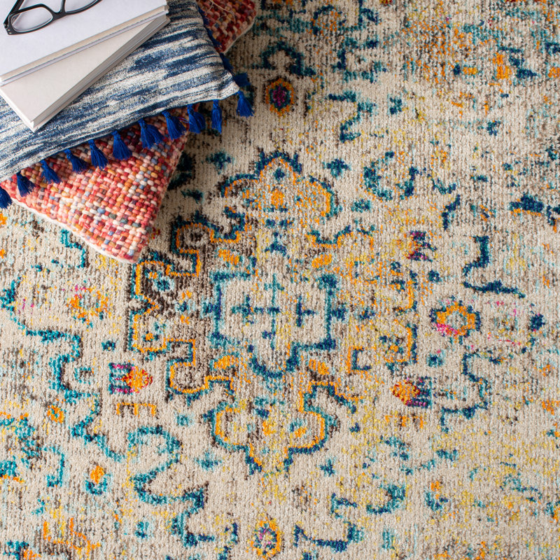 Felty Oriental Black/Gold Area Rug, Square 9'