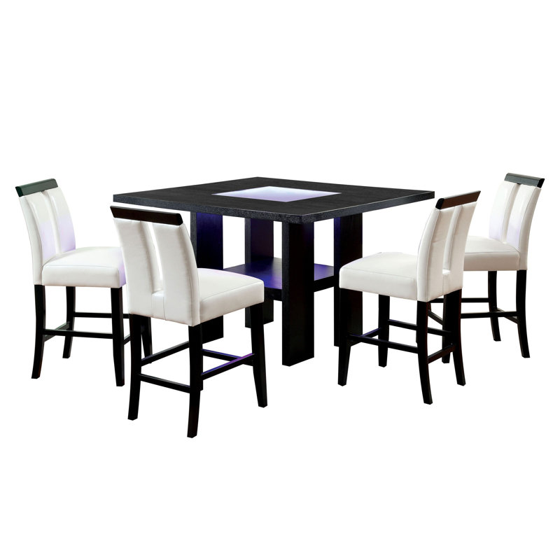 Ensemble de table de salle à manger 5 pièces à hauteur de comptoir Babli, 5 pièces: table, 4 chaises
