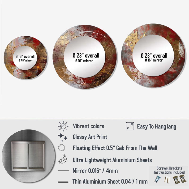 Kaydance Metal Round Mirror