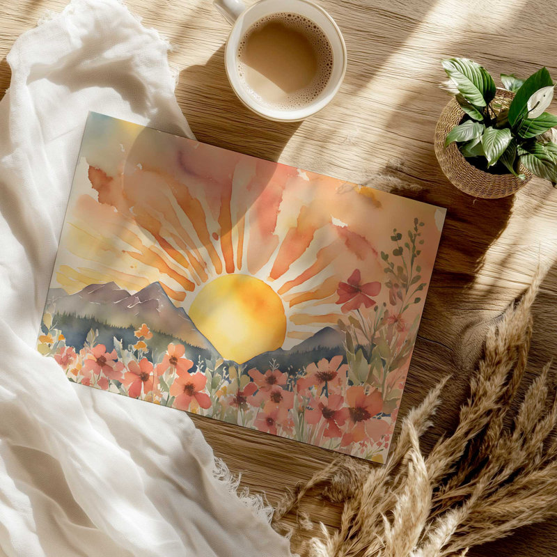 «Blossoms and Sunrise Glow Print», H 18 po x l 24 po, Sans cadre, papier