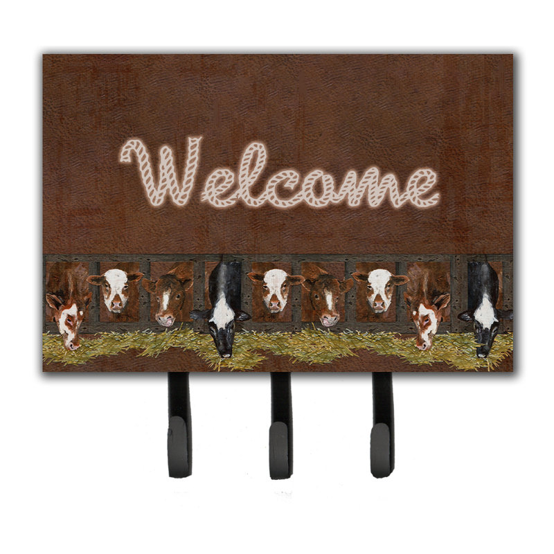 Tapis de garde avec porte-laisse en vache et crochet à clé