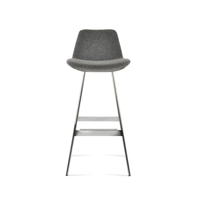 Tabouret Pera Balat, Chrome chrome, Laine gris foncé, Tabouret de comptoir (siège d'une hauteur de 24 p