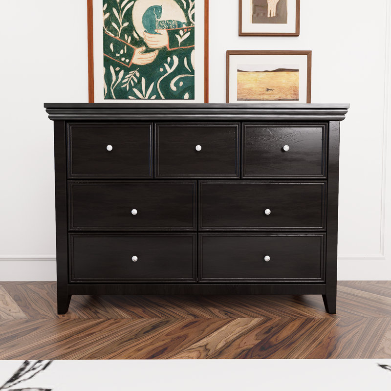 Commode 7 tiroirs, commode garde-robe et commode à tiroirs, armoire de rangement noire moderne