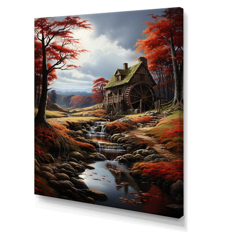 Babucarr Red Mills Red Mill Retreat sur toile, H 32 po x l 16 po x P 1 po, Toile tendue