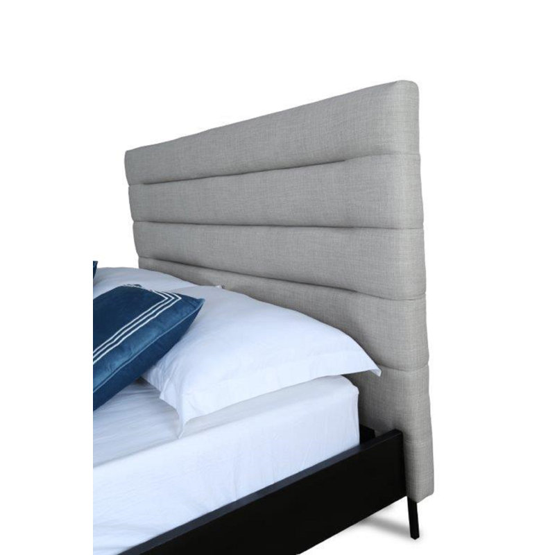 Hilmi Upholstered Slat Bed, Light Gray