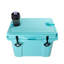 Glacière isotherme de 25 pte pour la plage, les voyages et le camping: rétention de froid de 5 jours, matériau résistant aux chocs, poignée ergonomique souple, porte-gobelet intégré pour bouteille, portable en plastique turquoise avec